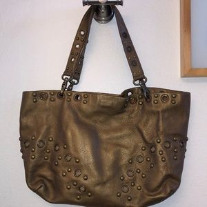 Hobo International leather bronze studded tote bag